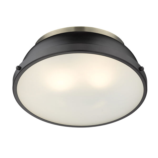Duncan Aged Brass and Black 14-Inch Two-Light Flush Mount, image 2